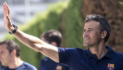 Luis Enrique, en la ciudad deportiva del Bar&ccedil;a. 