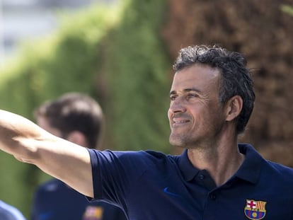 Luis Enrique, en la ciudad deportiva del Bar&ccedil;a. 