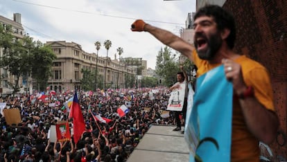 La manifestación de este viernes, en Santiago de Chile.