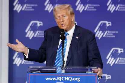 Donald Trump habla en la reunión anual de la Coalición Judía Republicana, celebrada en Las Vegas.