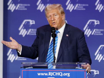 Donald Trump habla en la reunión anual de la Coalición Judía Republicana, celebrada en Las Vegas.