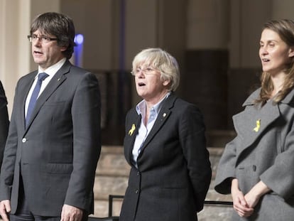 From left: Antoni Comín, Carles Puigdemont, Clara Ponsatí and Meritxell Serret in Brussels.