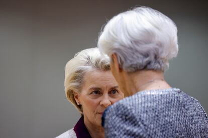 Ursula von der Leyen y Christine Lagarde, este viernes en Bruselas.