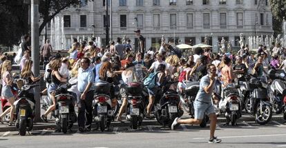 La Rambla durante el atentado del 17 de agosto.