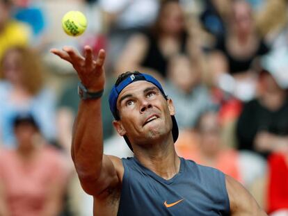 Nadal, durante un entrenamiento en París.