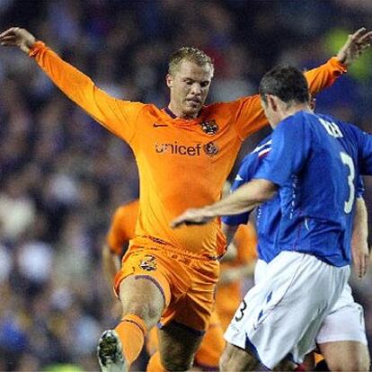 Eidur Gudjohnsen en el partido ante el Rangers Glasgow