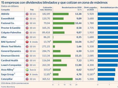 Reyes del dividendo en máximos históricos: 15 empresas con repartos blindados que despuntan en Bolsa