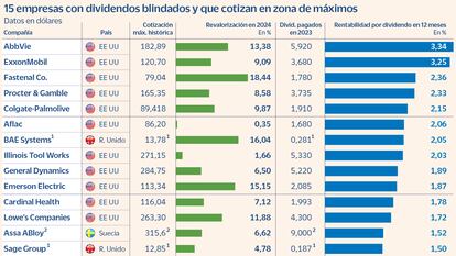 Reyes del dividendo en máximos históricos: 15 empresas con repartos blindados que despuntan en Bolsa