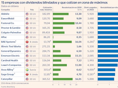 Reyes del dividendo en máximos históricos: 15 empresas con repartos blindados que despuntan en Bolsa