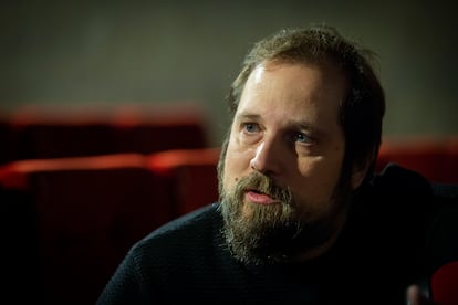 Carlos Vermut during an interview at a movie theater in Madrid.