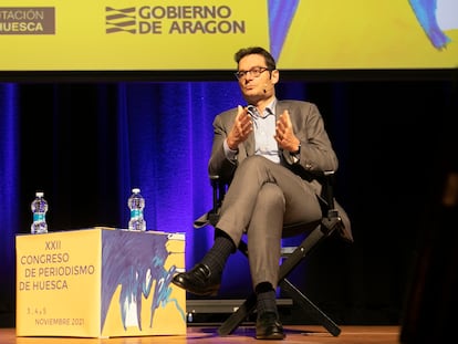 Joseph Oughourlian, presidente de PRISA, el jueves, en el XXII Congreso de Periodismo de Huesca.