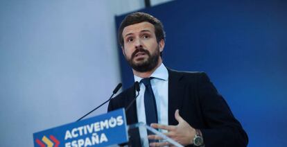 El líder del Partido Popular, Pablo Casado, durante las jornadas 