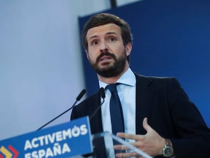 El líder del Partido Popular, Pablo Casado, durante las jornadas 