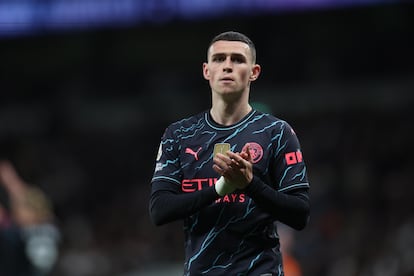 El centrocampista del Manchester City, Phil Foden, durante el partido disputado el pasado martes contra el Tottenham, en Londres.