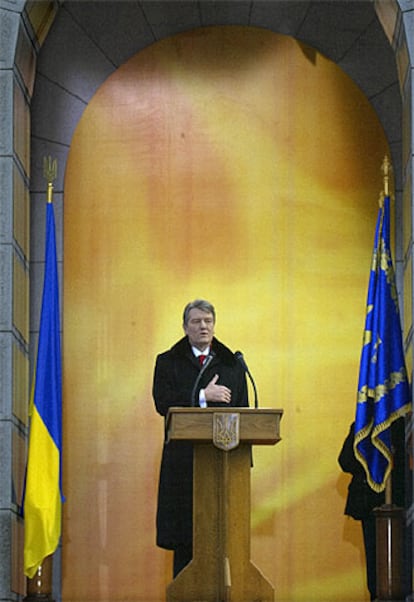 El presidente Viktor Yúshenko, en la ceremonia de la toma de posesión.