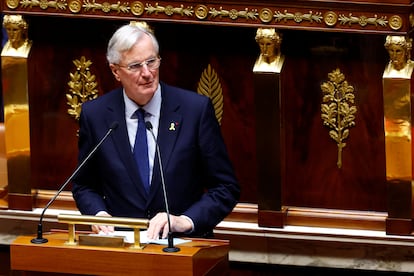 Barnier, el martes durante el debate de la moción de censura en la Asamblea Nacional, en París.