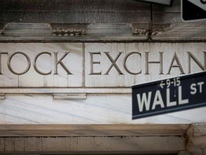 The Wall Street entrance to the New York Stock Exchange (NYSE) is seen in New York City, on November 15, 2022.