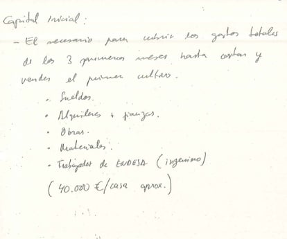 Notes from the main suspect about how much it costs to set up a marijuana plantation.