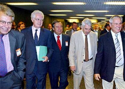 Felipe González, Lionel Jospin, António Guterres y Pasqual Maragall, en el Fórum.