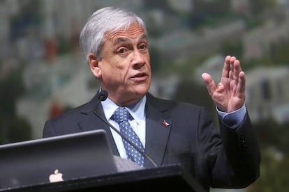 El expresidente chileno Sebasti&aacute;n Pi&ntilde;era, durante una conferencia el pasado 26 de mayo.