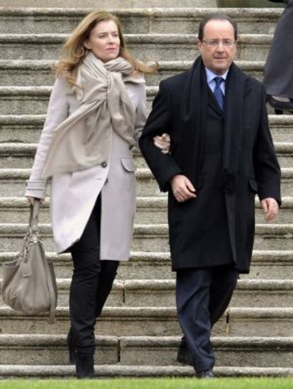 Fran&ccedil;ois Hollande y Val&eacute;rie Trierweiler, el s&aacute;bado en Tulle.