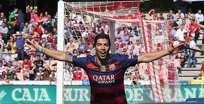 Suarez celebra el seu segon gol.