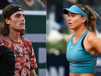 Los tenistas Stefanos Tsitsipas y Paula Badosa.