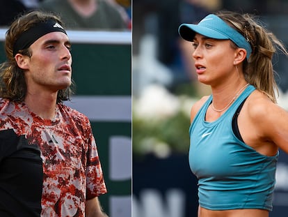 Los tenistas Stefanos Tsitsipas y Paula Badosa.