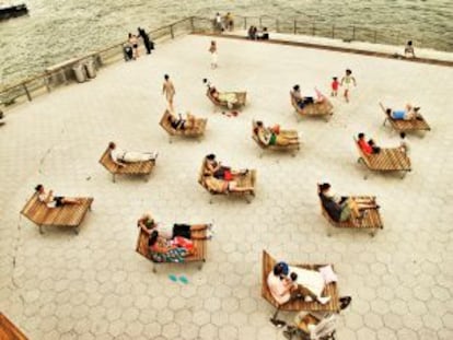 Terraza del Pier 16 de Manhattan.