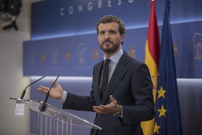 Pablo Casado, líder del PP, tras reunirse con el Rey: "Han pasado 146 días y Sánchez en vez de contestar a nuestros ofrecimientos (11 pactos de Estado) ha dejado claro cuáles eran sus socios preferentes".