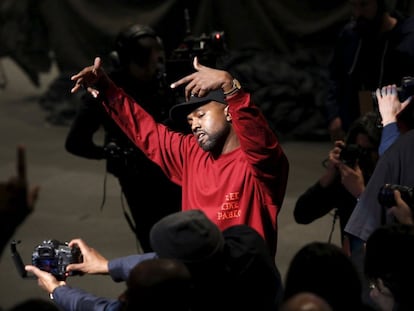 Kanye West durante a apresentação de sua coleção e do álbum 'The Life of Pablo', no New York Fashion Week.