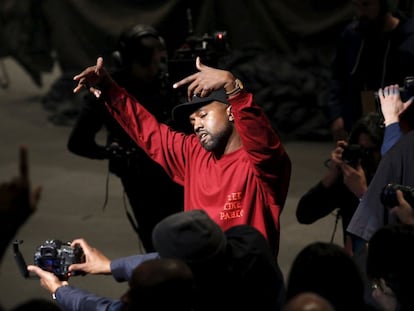 Kanye West durante a apresentação de sua coleção e do álbum 'The Life of Pablo', no New York Fashion Week.