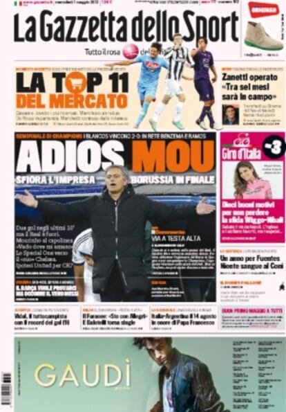 Portada de La Gazzeta dello Sport