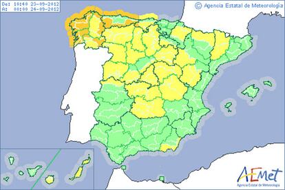 La mitad de la Península, en alerta por lluvias y rachas de viento.