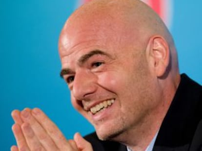 Infantino, durante una rueda de prensa de la UEFA.