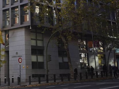 Fachada de la Audiencia Nacional en Madrid.