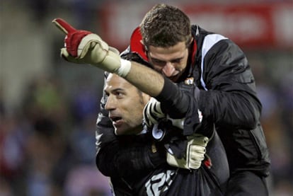 Palop celebra el pase a la final de Copa.