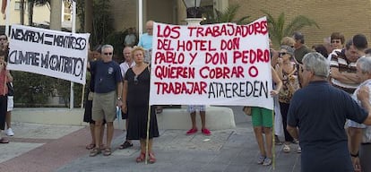 Protesta de trabajadores de un hotel de Torremolinos. 