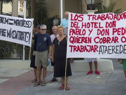 Protesta de trabajadores de un hotel de Torremolinos. 