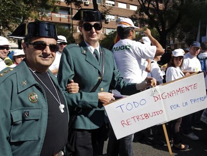 Manifestación de guardias civiles en Madrid.