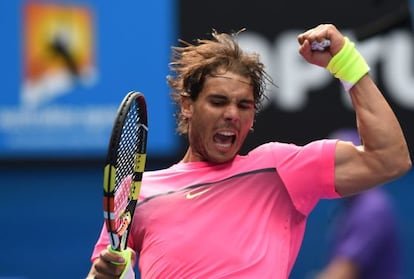 Nadal celebra la victoria ante Anderson.