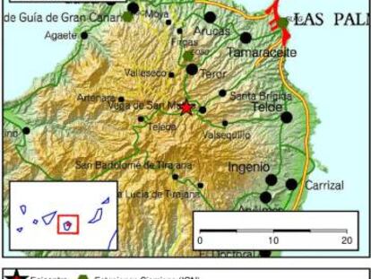 Un terremoto de 3,9 sacude la isla de Gran Canaria