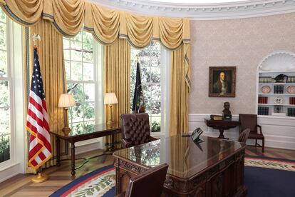 Despacho Oval en el interior del museo interactivo 'The People's House' (La Casa del Pueblo), una réplica de la Casa Blanca en Washington (EE UU).