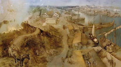 Recreación de la zona excavada del Testaccio haliéutico de Gades.