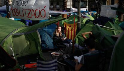 Acampada en la plaza Universitat de Barcelona