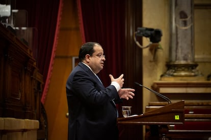 El conseller de Interior de la Generalitat, Joan Ignasi Elena, este miércoles en el Parlament.