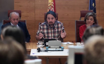 Pablo Iglesias in the Senate on Thursday.