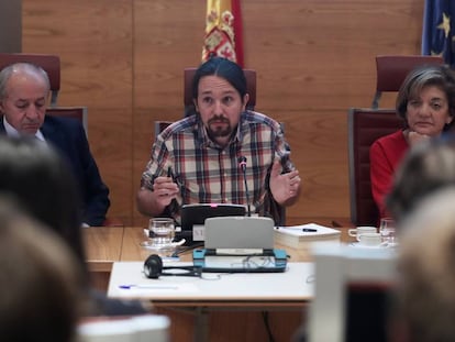 Pablo Iglesias, líder de Podemos, en el Senado.