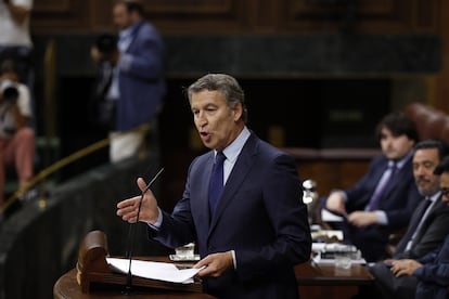 El presidente del Partido Popular, Alberto Núñez Feijóo, el miércoles en el Congreso.
