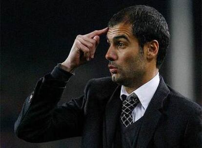 Guardiola durante un partido del F.C. Barcelona.